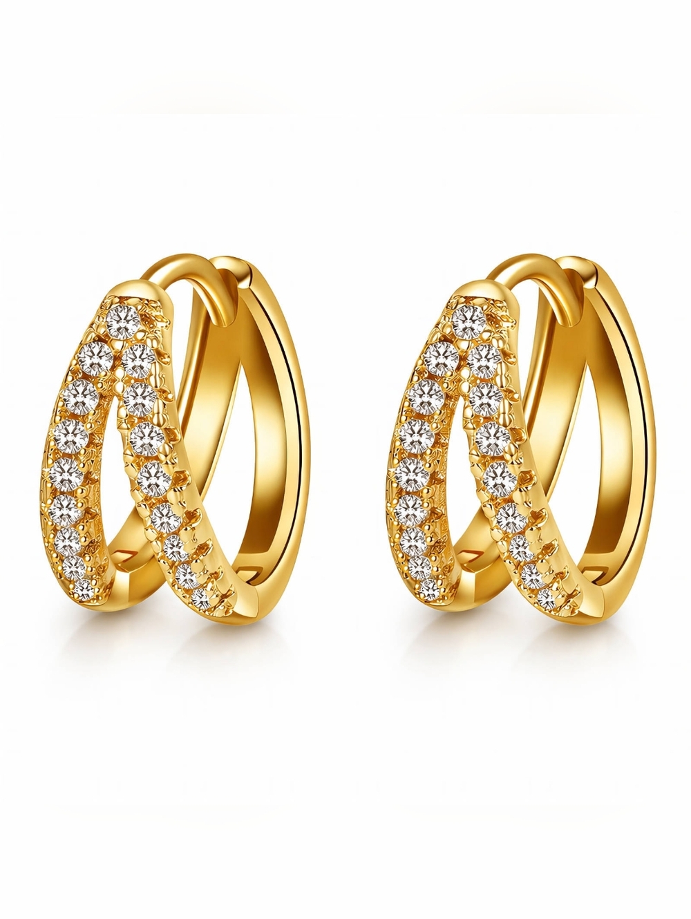 18 K Gold Plated Crystal Pavé Hoop Earrings for Women